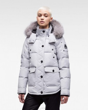 Moose Knuckles Onyx Anguille Jacket Naisten Takit Gray Birch / Frost Fox Fur | 73ANXRWJM