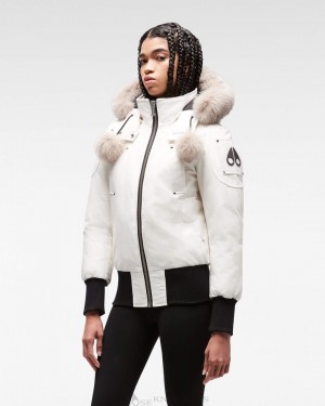 Moose Knuckles Original Debbie Bomber Fur Naisten Bomber Takki Milky Way / Stoned Fox Fur | 18ZDTKAVO