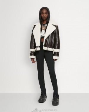 Moose Knuckles Prado Moto Jacket Naisten Takit Ruskea | 21PEJWNRQ